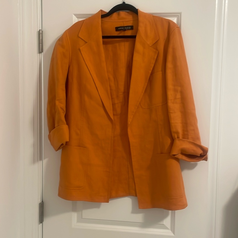 Long linen orange blazer size L